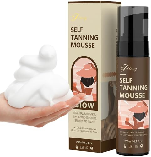 Jitesy Mousse autoabbronzante, 200 ml, autoabbronzante per viso e corpo, abbronzatura rapida senza sole, lunga durata, abbronzatura naturale, vegana e senza additivi