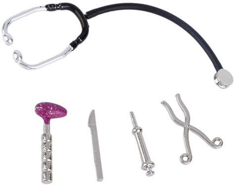 lasuroa 5pz Strumenti Stetoscopio Miniatura per Casa Delle Bambole, Accessori per Scena Dell'Ospedale Della Casa Delle Bambole Kit di Gioco Realistico Il Dottore Decorazione di Giocattoli in Miniatura