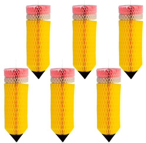 6 bolas de panal de lápiz, decoraciones creativas para aulas, decoración de comienzo escolar versátil para fiestas