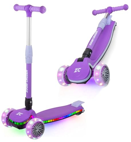 Zoom Cruzer Kids 3 Wheel Scooter - Light Up Scooter For Girls Age 4-8