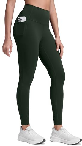 CRZ YOGA Butterluxe Damen High Waist Sport Leggings Blickdicht Soft Yoga Hosen Gym Workout Leggins mit Taschen - 71cm Legende Grün 36