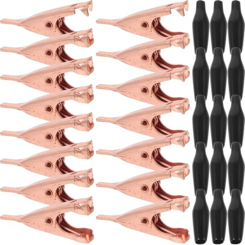 YARNOW Morsetto a Coccodrillo in Rame senza Denti, Set da 15 Clip Metalliche Piccole Piatte, per Test Elettrici e Applicazioni di Laboratorio Colore Casuale