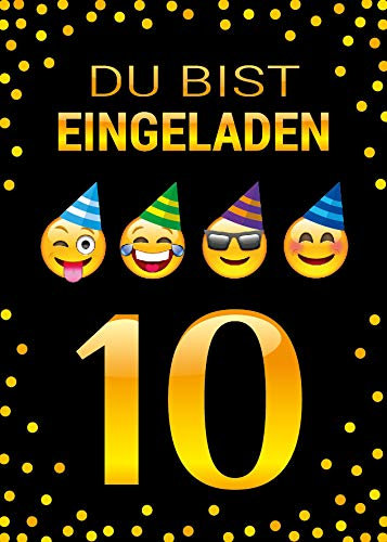12 Einladungskarten zum 10. Kindergeburtstag Mädchen Jungen coole bunte Einladungen zehnte Geburtstag Kinder