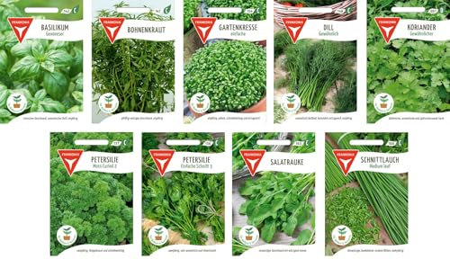 Kräuter Samen Set: Kräutergarten/Samen-Sortiment / 9 Kräutersorten/Basilikum/Bohnen- od. Pfefferkraut/Dill, Mehrfarbig, BU18