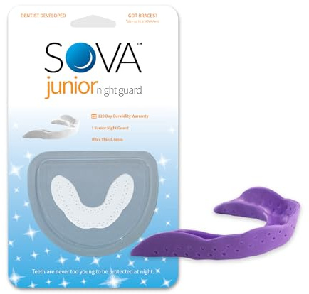 SOVA Junior Knirschskena mot nattliga tandgnisslar – lila – för barn från 6–12 år – bettskena mot bruxism – 1,6 mm