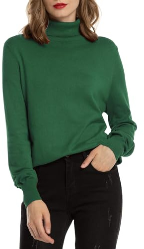 Woolen Bloom Pull Femme à Manches Longues sous Pull Col Roulé Sweater Tricoté Pullover Moderne Ajusté Sweat Casual Chic Top Basique Jumper Léger Couleur Unie Printemps Automne Hiver ,Armée Verte,S