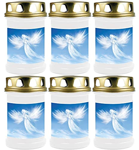 HS Candle Grave Candle Grave Candle – Pack of 6 (Angel Cloud) – Approx. 40 Hours Burn Time Per Candle (14.5 cm, Diameter 7 cm) – Many Different Designs