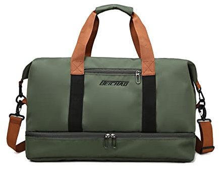FANDARE Reisetaschen Handgepäck Duffel Tasche Sporttasche Übernachtung Sporttasche Tote Handtasche Damen Herren Weekender Tasche Kliniktasche Schwimmtasche Trainingstasche mit Schuhfach Grün