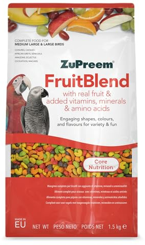 Zupreem Multifrutas Futter für Begleitvögel - Früchte und Vitamine - Futter für Vögel Geeignet für Papageien, Aras, Kakadus, Caiques und Andere Mittelgroße bis Große Vögel - 1,5 kg