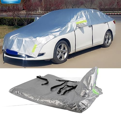 Ausla Cubierta Protectora de Parabrisas de Medio Garaje para Coche, Papel de Aluminio, Protección contra la Nieve, Impermeable, Transpirable, Protección UV (para vehículos Todoterreno)