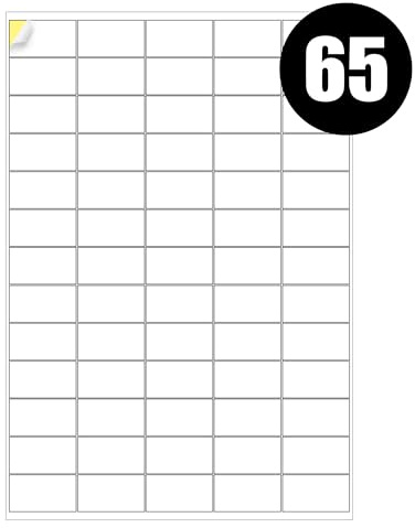 65 Address Labels Per A4 Sheet, 25 Sheets 1625 Addresss Label, Self Adhesive Mailing Printer Shipping Label for Inkjet and Laser Printers, Printable Sticky Sheet Sticker [JAM Free]