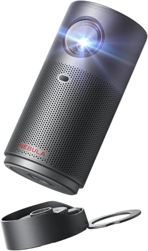 NEBULA Capsule Air Ultra Portable Projector, Google TV with Licensed Netflix, Smart Mini Projector with 2 Hours Playtime, Dolby Digital, Real-Time Keystone Correction, Auto Focus (Renewed)