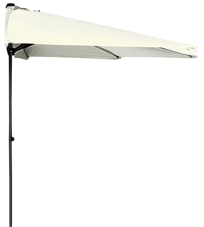 FMCAGNGAKP 3,0m Halbrund Sonnenschirm, Höhenverstellbar, Marktschirm Passgenau für Wände, Balkonschirm für Garten, Höfe, Schwimmbäder(Beige)