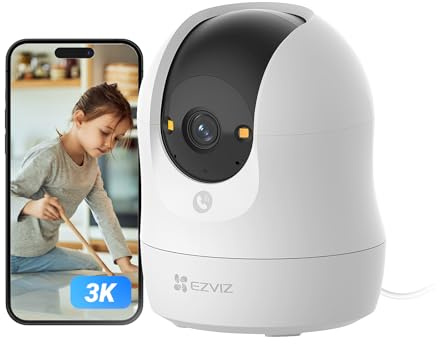 EZVIZ 3K Caméra Surveillance WiFi Intérieure 360 °, Camera Bébé avec WiFi 2.4Ghz, Détection Humain, Vision Nocturne Couleur avec WDR, Suivi Auto-Zoom, C6N G1 3K