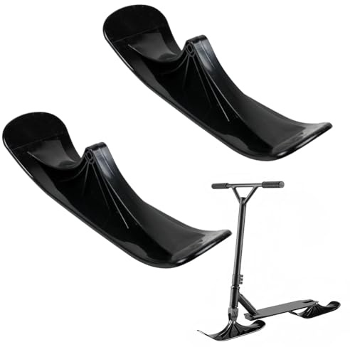 Aoreun Kit de Trottinette de Ski et de Luge Neige, 1 Paire Kit de Conversion à Ski, Accessoires de Traîneau et Pièces de Rechange pour Planche à Ski d’Enfant, Luge d’Hiver en Plastique Noir