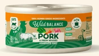 Wild Balance | Cibo umido premium per gatti | Barf E Ricette dello Chef | (6x120 Gr, Maiale)