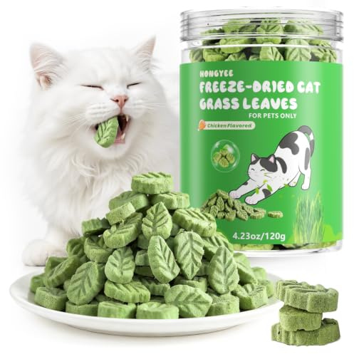 Snacks de Hierba para Gatos,120g de barritas de Hierba para Gatos liofilizadas,Snack de Hierba gatera,Snacks para el Cuidado Dental y para Eliminar Las Bolas de Pelo en los Gato