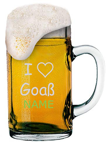 Goaßmetro - Boccale da birra da 1 litro con incisione del logo + nome a scelta | Boccale personalizzato – bicchiere (motivo 06)