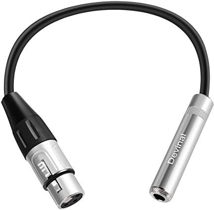 Devinal XLR to 1/4 Female Audio Cable & Adapter, 3-Pin to 6.35mm Metal Connector, Heavy-Duty Studio Grade Pro Audio Equipment Converter (XLRF to TRS Jack)