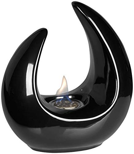 Carlo Milano Tisch-Dekofeuer: Design-Deko-Tischfeuer für Bio-Ethanol, Keramikgehäuse, 53 ml, schwarz (Bio-Ethanol Feuerschale, Ethanol-Feuer als Tischdeko, Haushalt)