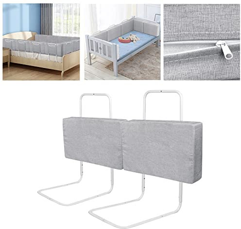 ACXIN 40-60cm Verstellbares Stahlrohr für Kinderbetten, Elternbetten Bettgitter, Kinderbettgitter Bettschutzgitter, Höhenverstellbar Absturzsicheres Bettgitter (Leinengrau, 60cmx2)