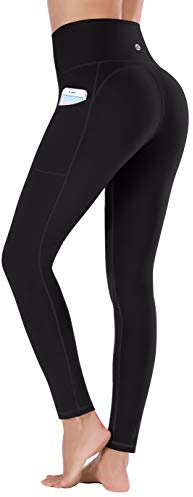 Ewedoos Gym Leggings with Pockets Yoga Pants for Women High Waisted Sports Workout Running Leggings for Women Black L