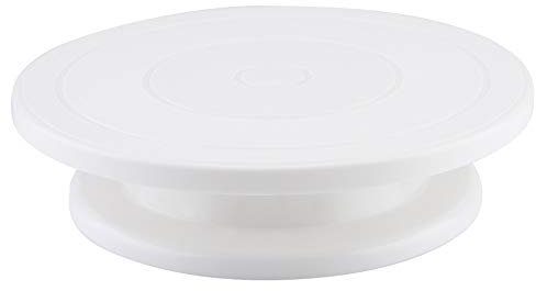 Giratorio para Tartas - Soporte con Base Antideslizante para Decoración de Pasteles, Galletas, Magdalenas - Herramientas de Hornear (Blanco)