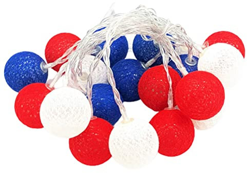 Edinber Guirlande lumineuse boule rouge, blanche, bleue, LED rouge, blanche, bleue, 3 m, 20 lumières pour décoration de jardin, à piles