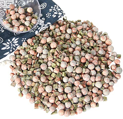 500 gram (1,1 pund) naturlig, krossad, unakit, kvartskristall, tumlade flisor, helande kristaller, chips, bulk, krossad kristall, ädelstenar för hantverk, vackert paket som present