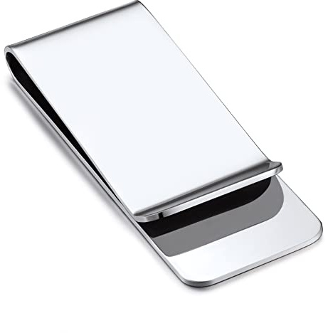 Bandmax Solid Stainless Steel Money Clip for Cash and Credit Card Minimalist Slim Money Wallet with Large Capacity Gift for Father Husband