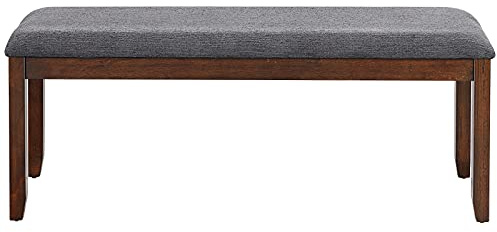 GORELAX Dining Bench Seat, Shoe Bench w/Linen Fabric Cushion, Piano Bench w/Non-Slip Foot Pad & Rubber Wood Leg, Upholstered End of Bed Bench, Bedroom Hallway Entryway Bench, Dark Grey (1)