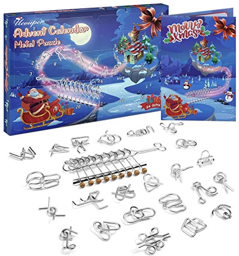 Ucouper Adventskalender Kinder 24 Metallpuzzle Teenager Erwachsene Metalldraht Puzzles Knobelspielen Weihnachtskalender Geduldspiele Weihnachts Geschenk