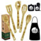 Christmas Nightmare Gift for Women Wooden Cooking Spoons Bamboo Kitchen Cooking Utensils Set with Apron Oven Mitt Potholder