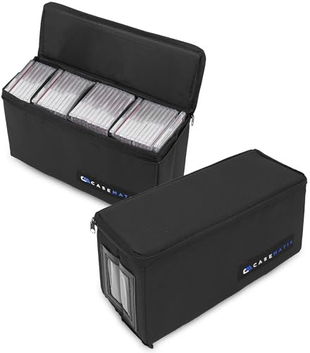 CASEMATIX Graded Card Case Light Duty Compatible with 30 PSA BGS Graded Sports Trading Cards – Collapsible Graded Slab Storage Box with Internal Dividers for Trading Card Protection