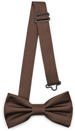 Ladeheid Nœud papillon pour enfants garçons - Pré-noué, bande réglable, design mat, idéal pour mariage, anniversaire, rentrée scolaire - Résistant et élégant BKM (10cm x 5cm, Marron)