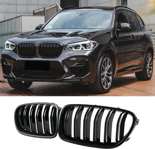 Jinpengyong G01 Griglia Radiatore per BMW Serie X3 G01 2018-2021 Serie X4 G02 2019-2021 Griglia Anteriore Nera Lucida doppio ponte sportivo (For X3 G01 2019-2021)