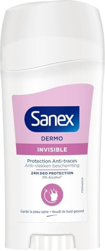 SANEX Stick Deodorant Dermo Invisible Anti traces - Antitranspirant 48 H de protection- Sans Alcool- le lot de 2x65ml