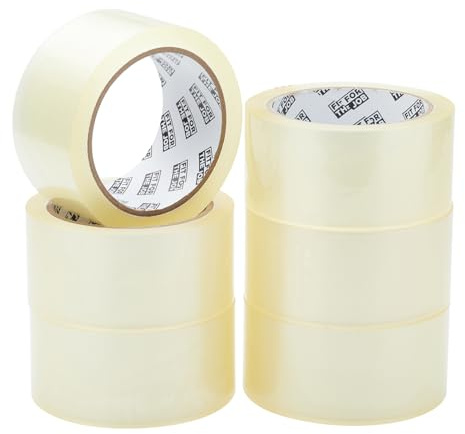 Fit For The Job Parcel Tape - Heavy-Duty Clear Tape for Packing Boxes | 48mm x 66m, 6 Rolls - Low Noise General Purpose Packing, Secure Sticky Seal, Perfect for Moving House