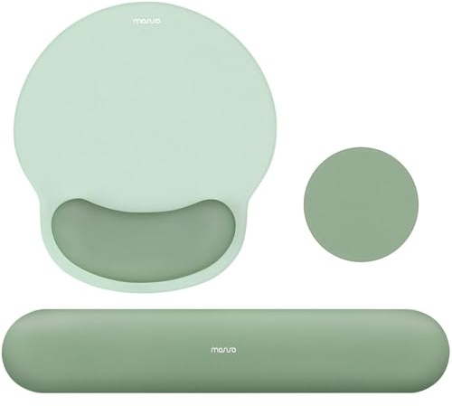 MOSISO Soporte Muñeca Alfombrilla Ratón&Teclado,Alfombrilla Ergonómica Círculo Curvo&Base Non-Slip para Aliviar Dolor Casa/Oficina&Escritorio Fácil con Suave&Espuma con Memory Elevada,Verde Antiguo