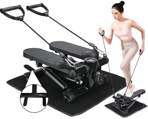 MEE GOO Quiet Adjustable Resistance Stair Steppers with blanket, Twist Stepper Portable Exercise Equipment for Full Body Workout protective anti-tipping device very convient