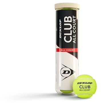 Dunlop Palline da tennis Club All Court | Approvata ITF | Erba | Duro | Terra | Nucleo in gomma | Feltro agugliato | Rimbalzo affidabile | Durevole per svago