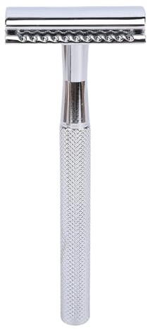 LUCKDANO Manuellt Dubbelsidigt Rakverktyg - Bärbar Metallsäkerhetshyvel för Män, Dubbelsidig Design för Smidig Rakning, Lätt Att Använda, återanvändbar och Lätt (Silver)