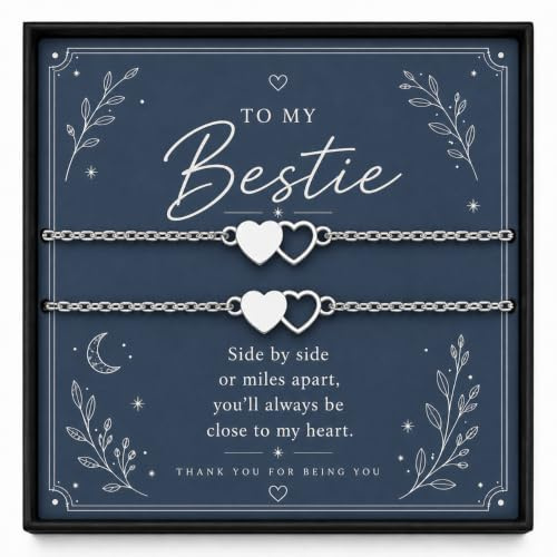 Friendship Bracelet For Bestie, Interlocking Heart Design Set Of 2