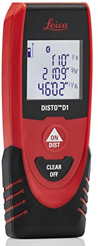 Leica DISTO D1 120ft Laser Distance Measure with Bluetooth 4.0, Black/Red