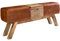 Wohnling Design Turnbock Sitzbank Braun Aufbewahrungsfach 120 x 29 x 53 cm, Turnhocker Bank aus Echtleder Klappfach, Hocker Garderobenbank Sitzhocker Springbock Turnbank