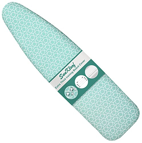 SUNKLOOF Extra Thick Ironing Board Cover and Pad,15x54 Reflective Silicone Ironing Board Cover Resist Scorching and Staining Standard Size Ironing Board Covers with Padding Elastic Edges 4 Fasteners
