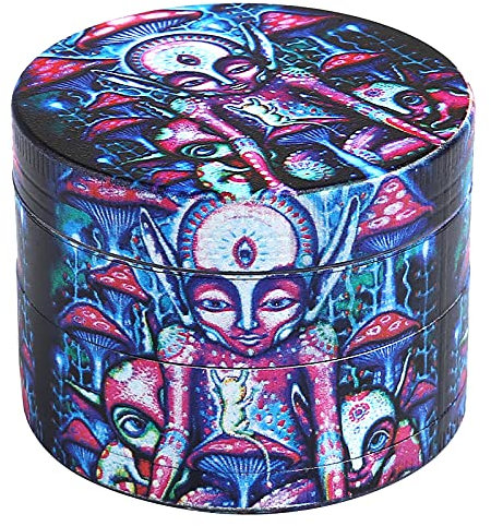 LIHAO Grinder Macinino in Lega di Zinco per Erbe Spezie in 4 Pezzi con Stampa a Colori - Modello Alieno 1