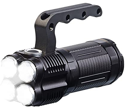 KryoLights Handlampe: LED-Akku-Handstrahler mit 2.000 Lumen, 800 m Leuchtweite, 2.600 mAh (Taschenlampe LED, Handscheinwerfer, Arbeitsleuchte)