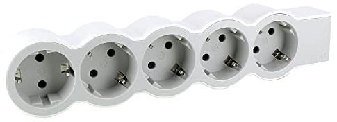 LEGRAND, Flache Steckdosenleiste, 5-fach Steckdose, Mehrfachsteckdose, ohne Kabel, Ultraweiß/Grau, 694577