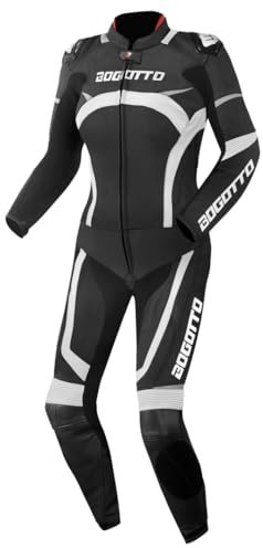 Bogotto Misano 2-Teiler Damen Motorrad Lederkombi, schwarz/weiß, 34